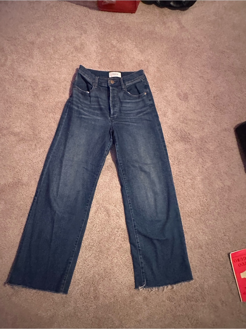 Evereve Dark Blue High-Rise Wide-Leg Jeans